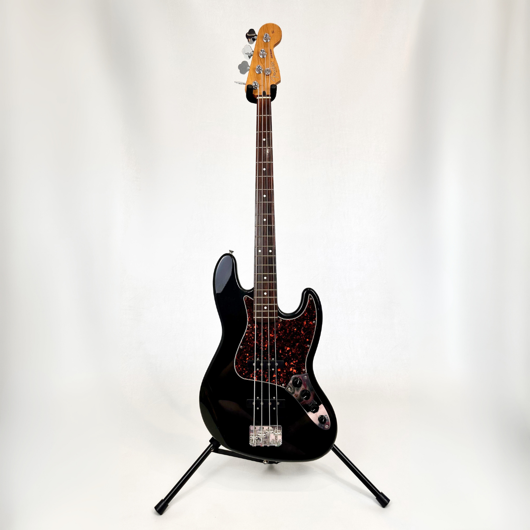 Hall of Fame: 2002 Fender Mexican Jazz Bass Guitar in Gloss Black Hall of Fame: 2002 Fender Mexican Jazz Bass Guitar in Gloss Black