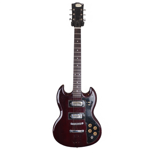1970s Amena Model 1828 SG-style MIJ Electric Guitar in Wine Red