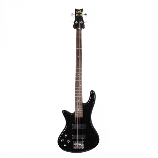 2008 Schecter Diamond Series Left-Handed Deluxe 4-String Bass Guitar in Stiletto Black
