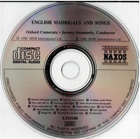 Oxford Camerata, Jeremy Summerly – English Madrigals And Songs (CD)