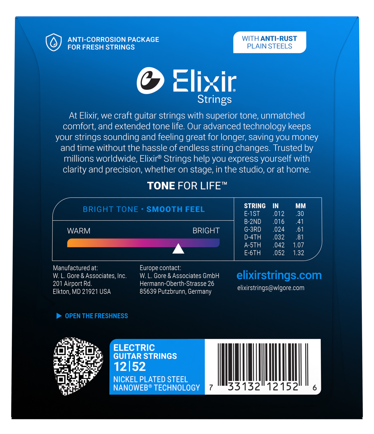 Elixir Nanoweb Nickel Plated Steel Electric Guitar Strings E12152 Heavy (12-52)