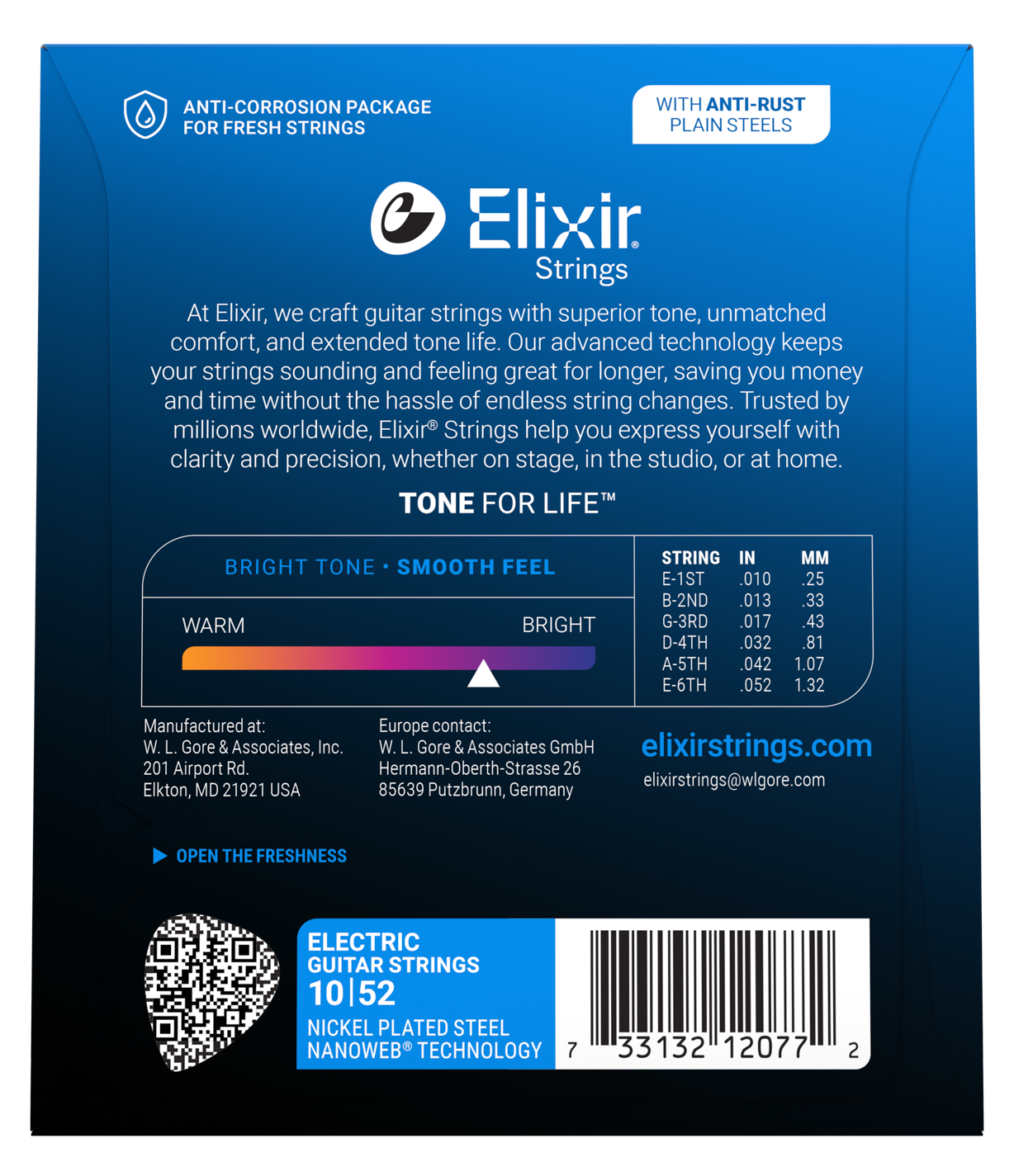 Elixir Nanoweb Nickel Plated Steel Electric Guitar Strings E12077 Light/Heavy (10-52)