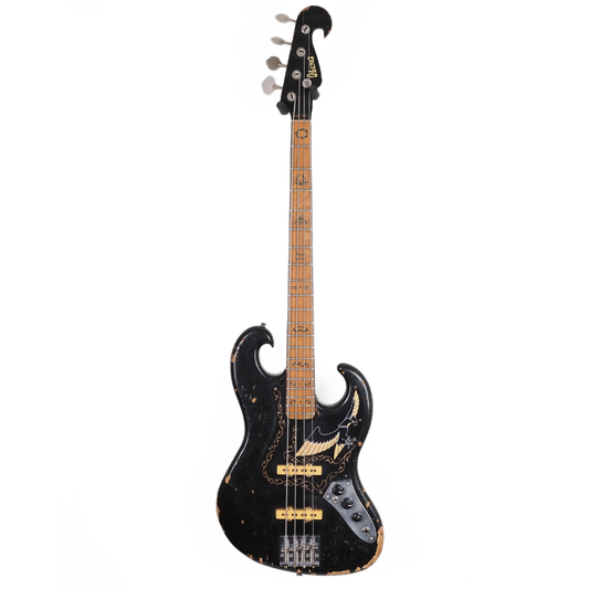 1977 Ibanez Black Eagle Electric Bass Guitar in Worn Gloss Black