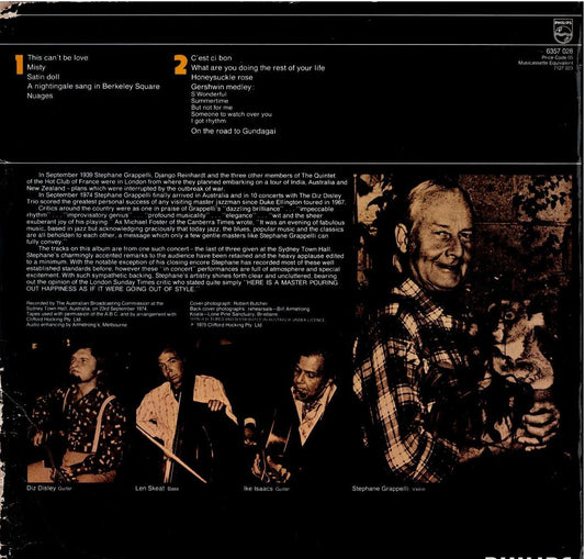 Stephane Grappelli And The Diz Disley Trio – On The Road (Vinyl, LP, Album, Stereo)