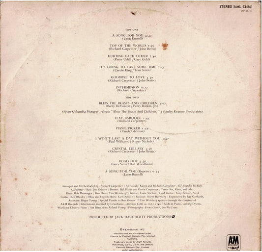 Carpenters – A Song For You (Vinyl, LP, Album)
