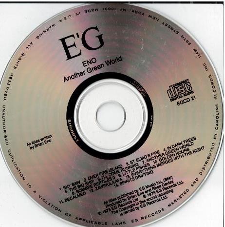 Eno – Another Green World (CD, Album, Reissue, Stereo, CD Plant Pressing)