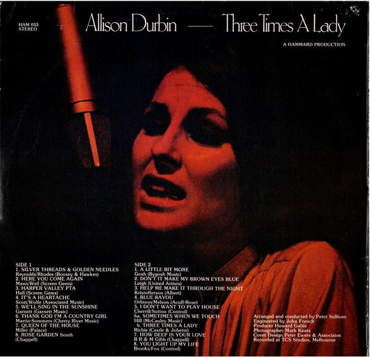 Allison Durbin – Three Times A Lady (Vinyl, LP, Album, Stereo)