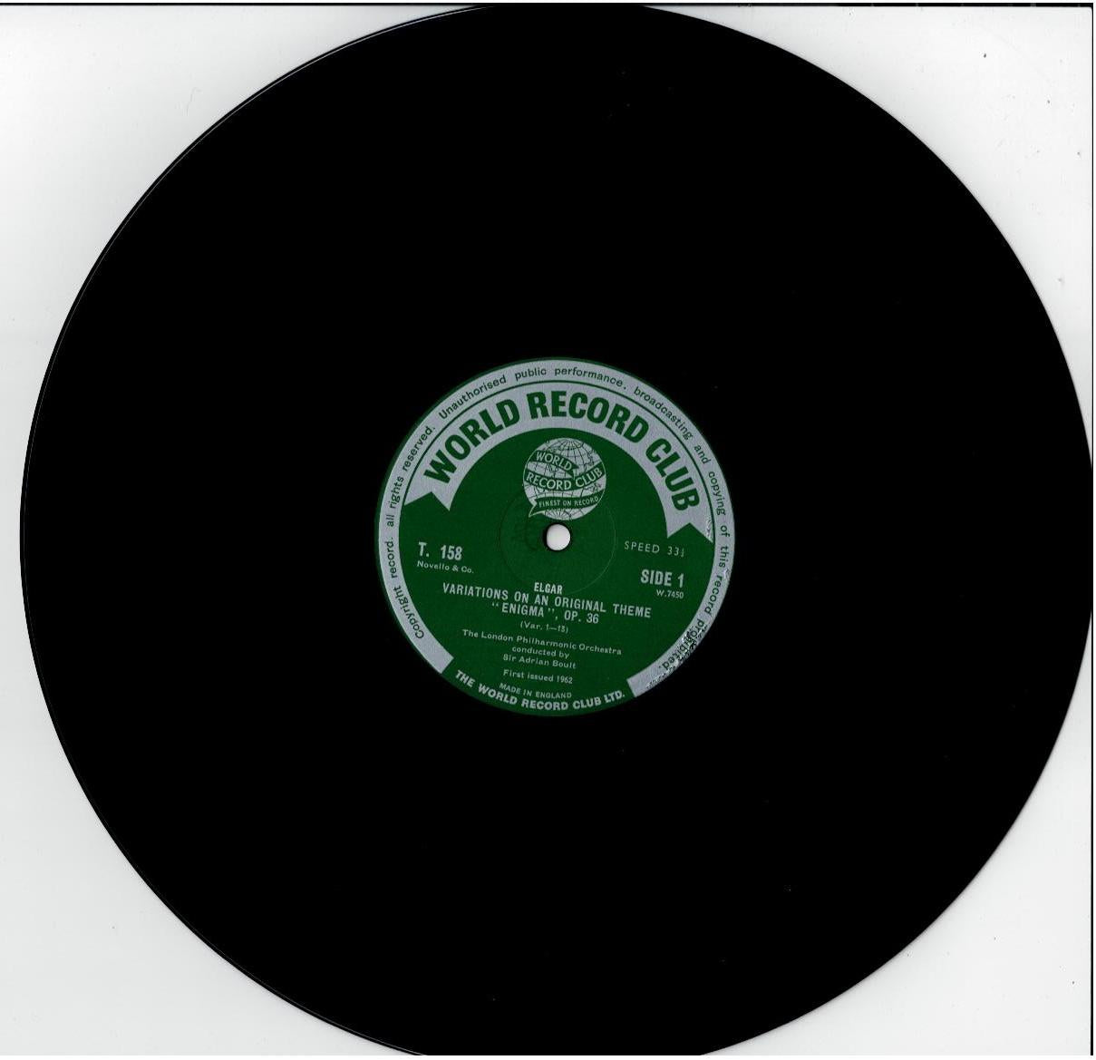 London Philharmonic Orchestra Conducted By Sir Adrian Boult - Elgar – Enigma Variations And Introduction And Allegro For Strings (Vinyl, LP, Album, Club Edition, Mono)