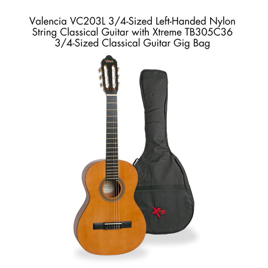 Southside Pack: VC203L 3/4-Sized Left-Handed Full-Sized Nylon String Classical Guitar