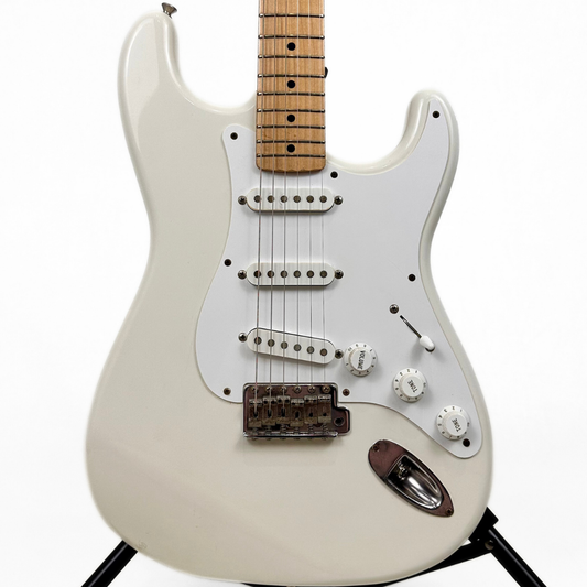 Early 90s Squier by Fender MIJ Stratocaster Electric Guitar in Vintage White Gloss