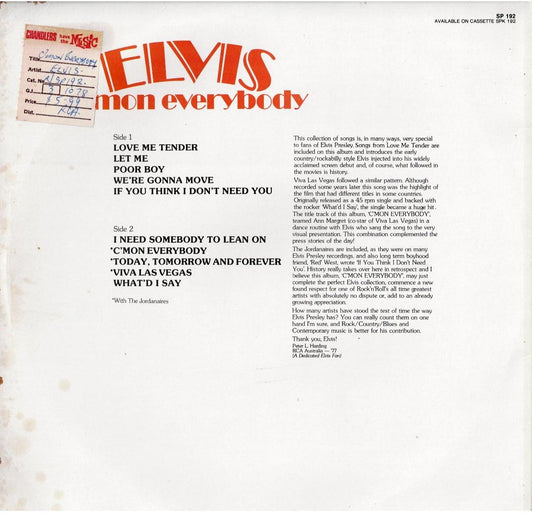 Elvis Presley – C'mon Everybody (Vinyl, LP, Compilation)
