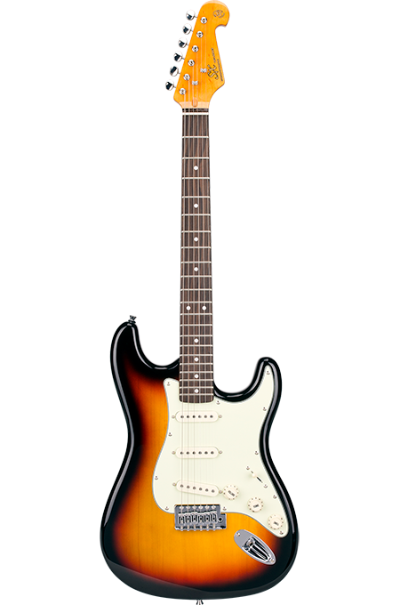 SX Vintage Series VES34TS Right-Handed '60-Style 3/4-Sized Stratocaster-Style Electric Guitar in 3-Tone Sunburst