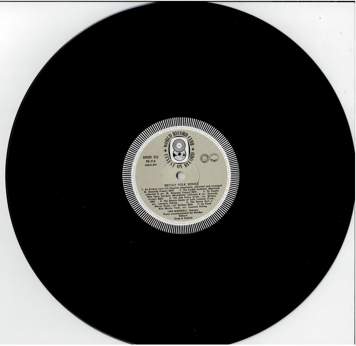 Lois Marshall – British Folk Songs (Vinyl, LP, Album, Club Edition, Mono)