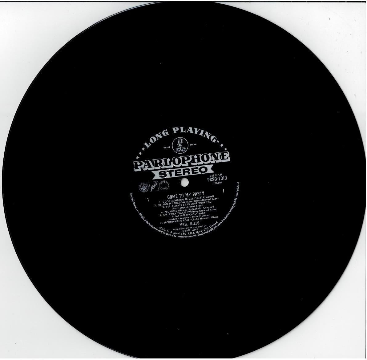 Mrs. Mills – Come To My Party (Vinyl, LP, Album, Mono)