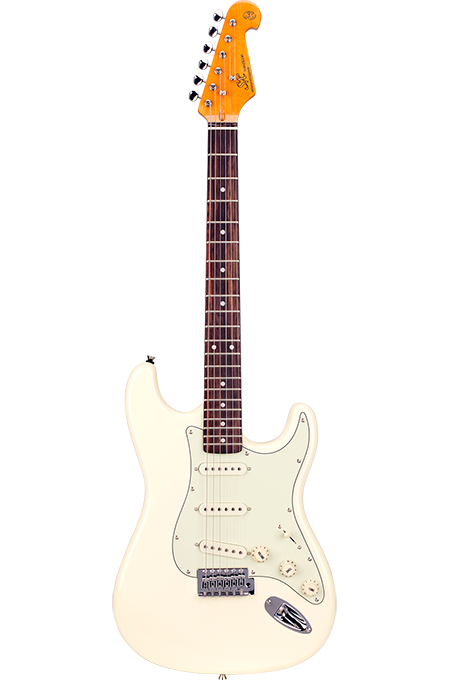 SX Vintage Series VES62VWH Right-Handed '60s-Style 4/4-Sized Stratocaster-Style Electric Guitar in Vintage White