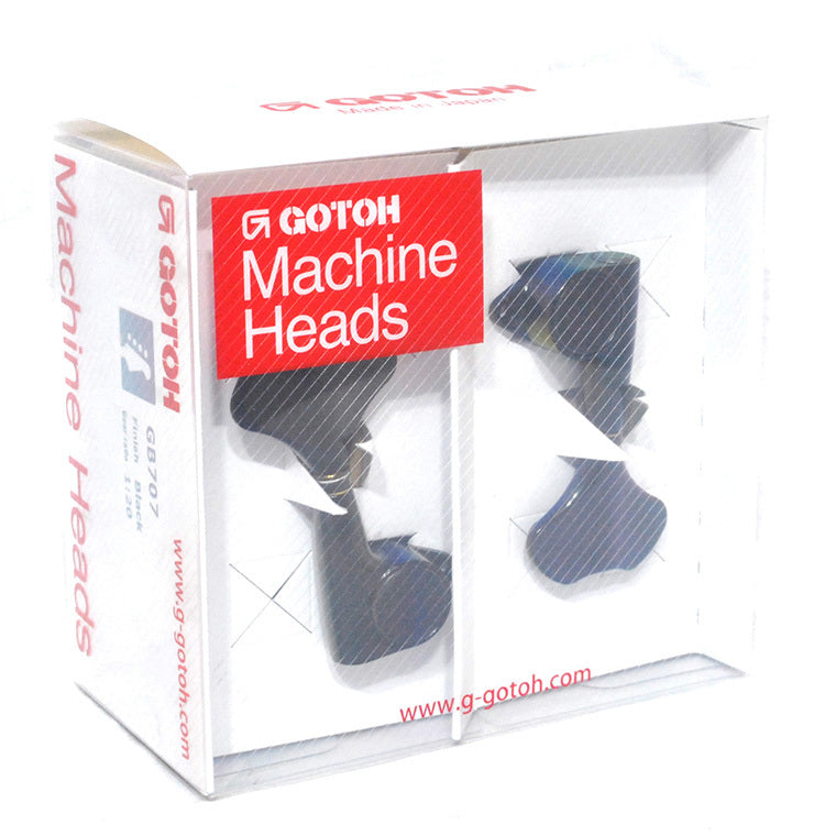 Gotoh AGB70LB GB707 Series Electric Bass Guitar Tuning Machines in Black Chrome Finish (4-inline)