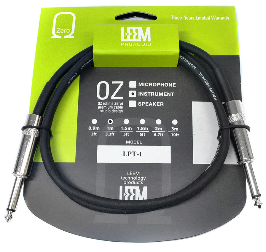 Leem 3ft Deluxe FX Pedal Patch Cable (1/4" Straight Plug - 1/4" Straight Plug)