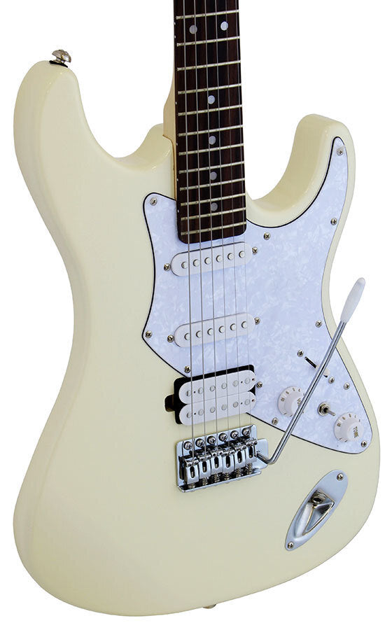 Aria Pro II STG-Series Electric Guitar in Vintage White with White Pickguard