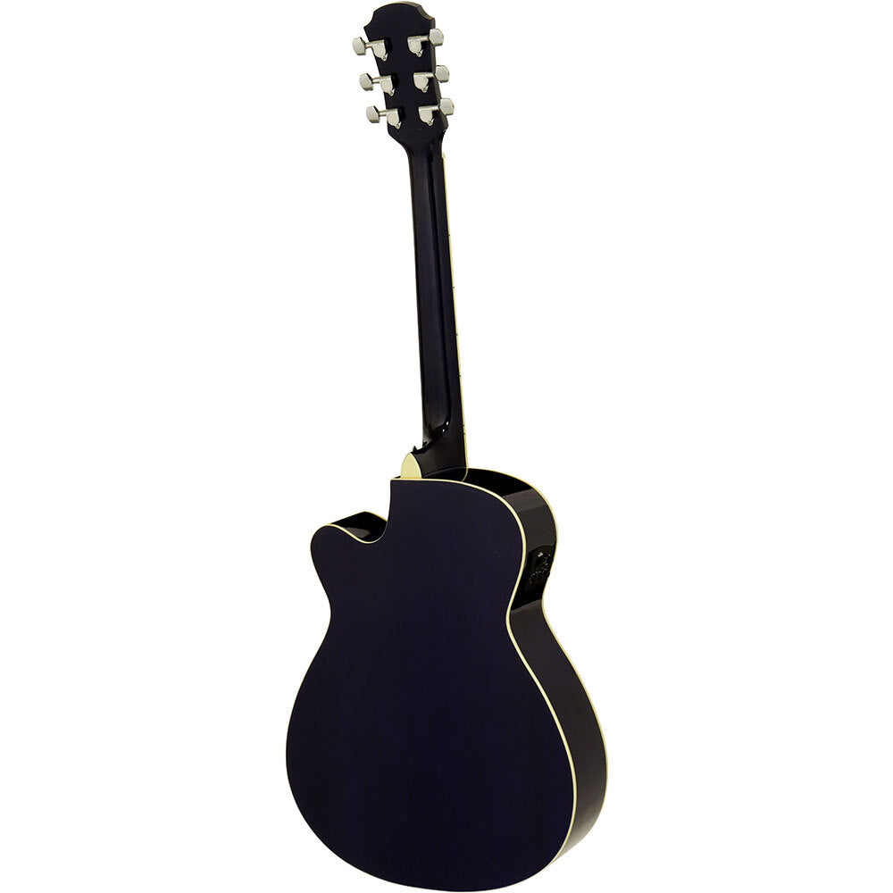 Aria ARAWN15CEBLS AWN-15 Prodigy Series Acoustic Electric Dreadnought Guitar with Cutaway in Blue Shade Gloss
