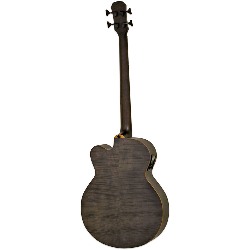 Aria FEB-F2/FL Elecord Series Fretless Acoustic Electric Bass Guitar in Stained Black