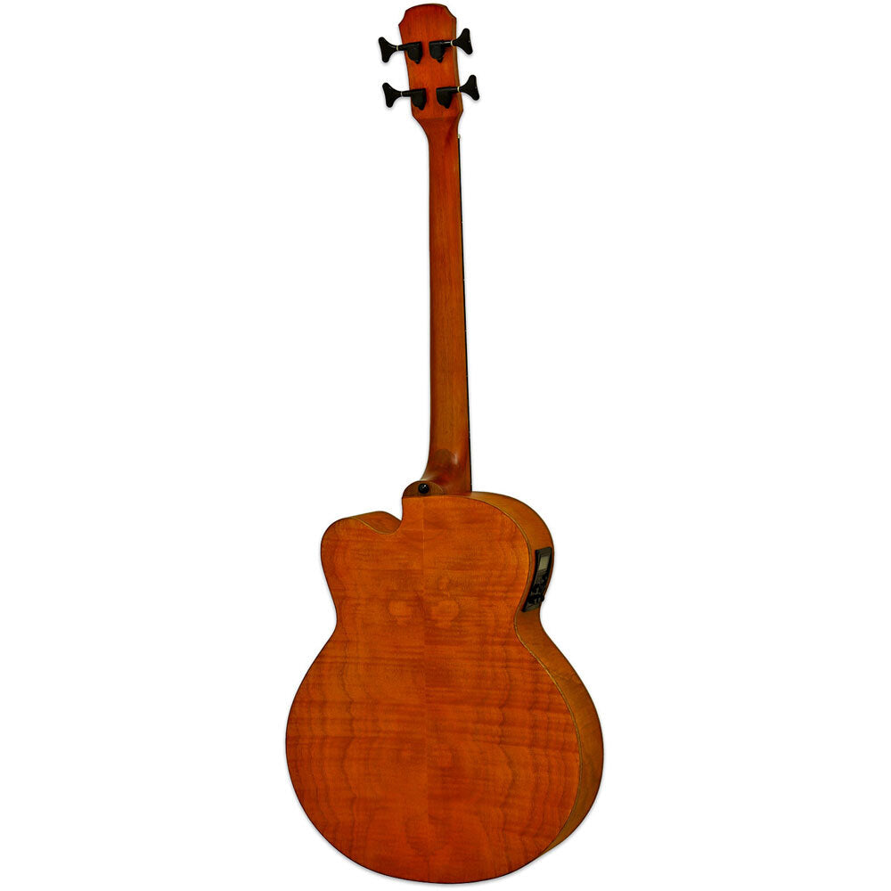 Aria FEB-F2M Elecord Series Medium Scale Acoustic Electric Bass Guitar in Stained Brown
