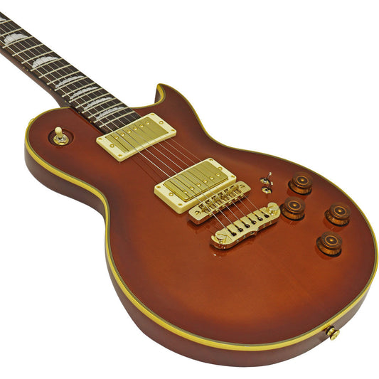 Aria PE-F80 Series Electric Guitar in Stained Brown Gloss