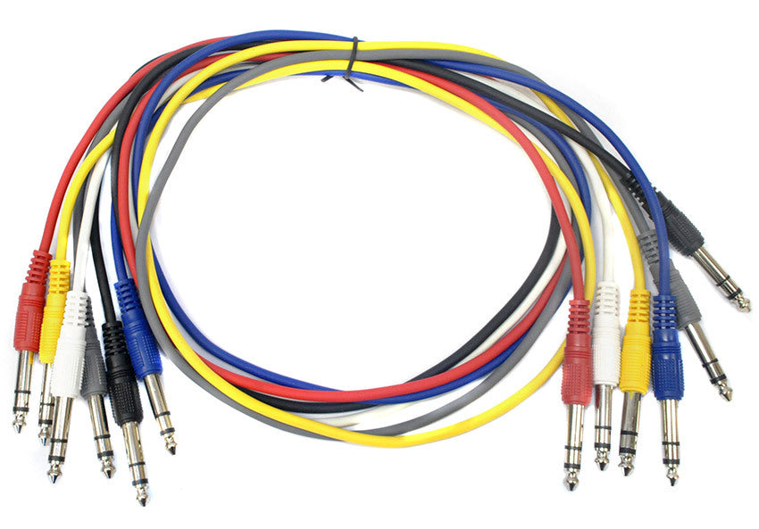 Leem 3ft Stereo Patch Cables 6pk (1/4" Stereo Jack Plug - 1/4" Stereo Jack Plug )