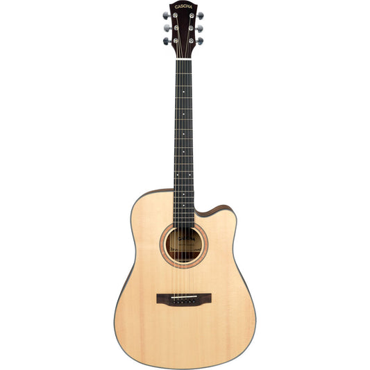 Cascha CASCGA300 Performer Series Dreadnought Acoustic Guitar in Natural Finish