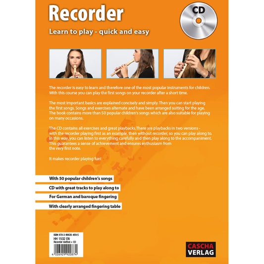 Cascha Learn To Play Quick & Easy Recorder Method Book/CD