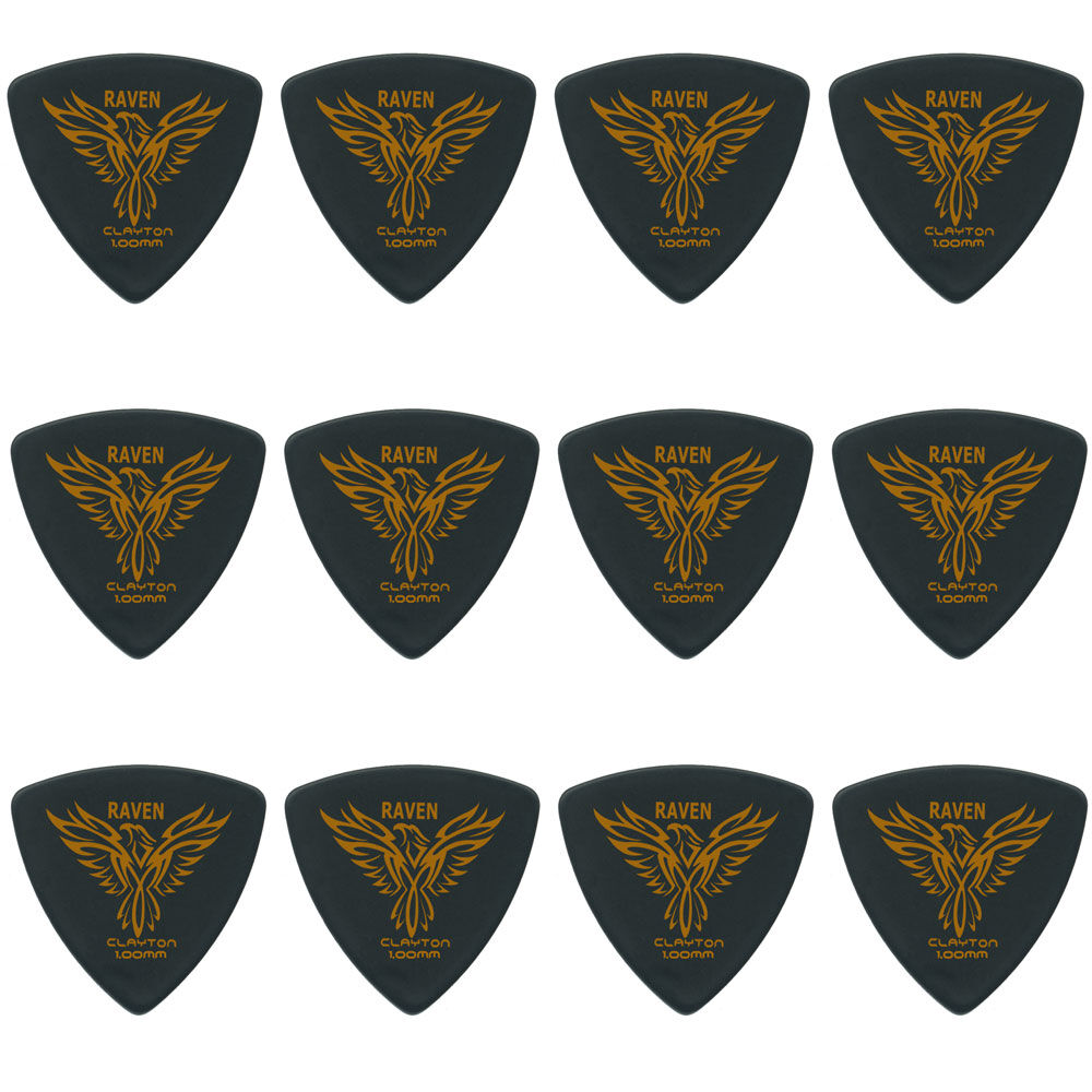 Clayton CLABRT100 Black Raven Rounded Triangle Guitar Picks (1.00mm) - 12pk