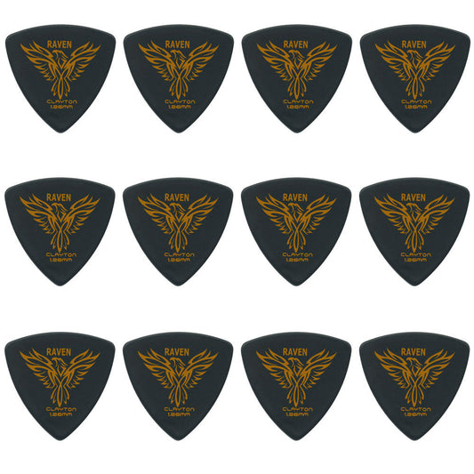 Clayton CLABRT126 Black Raven Rounded Triangle Guitar Picks (1.26mm) - 12pk