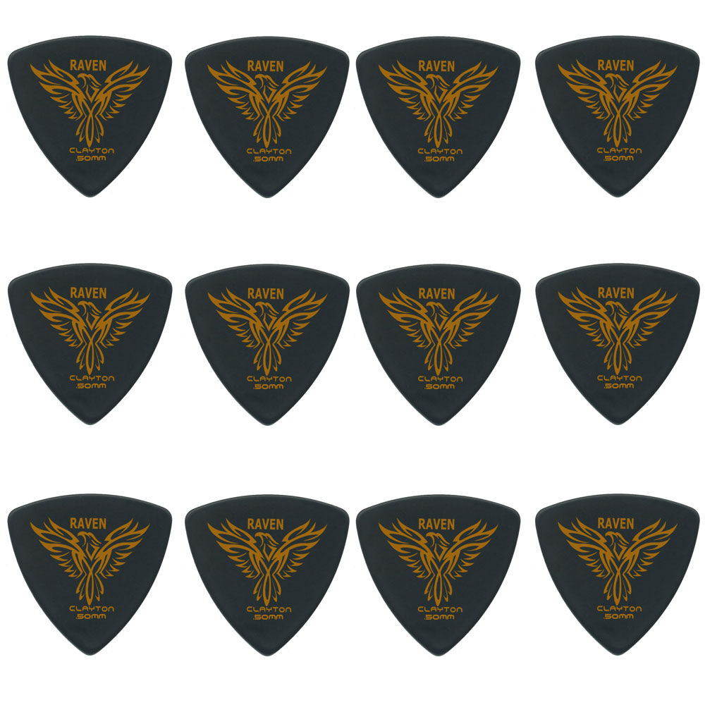 Clayton CLABRT50 Black Raven Rounded Triangle Guitar Picks (0.50mm) - 12pk