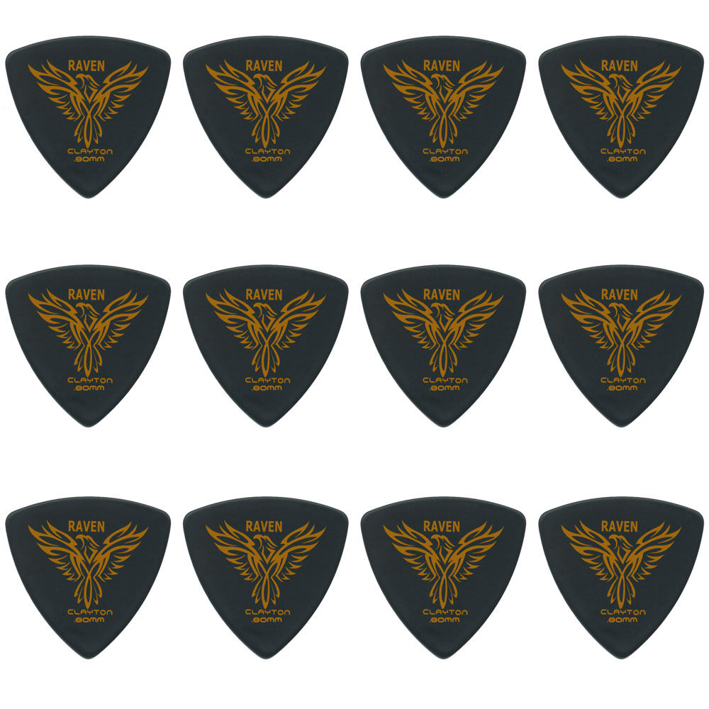 Clayton CLABRT80 Black Raven Rounded Triangle Guitar Picks (0.80mm) - 12pk