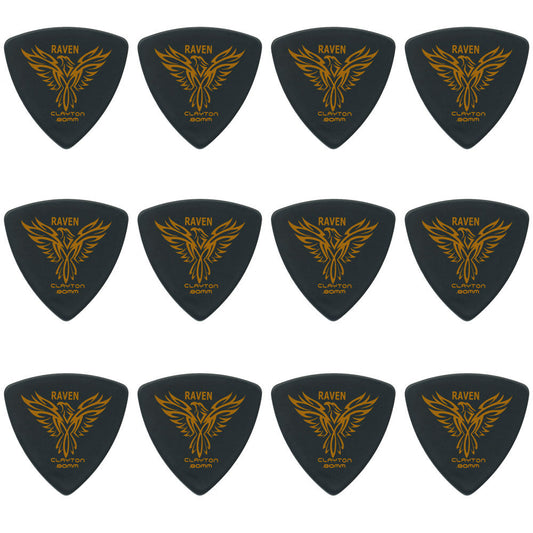 Clayton CLABRT80 Black Raven Rounded Triangle Guitar Picks (0.80mm) - 12pk