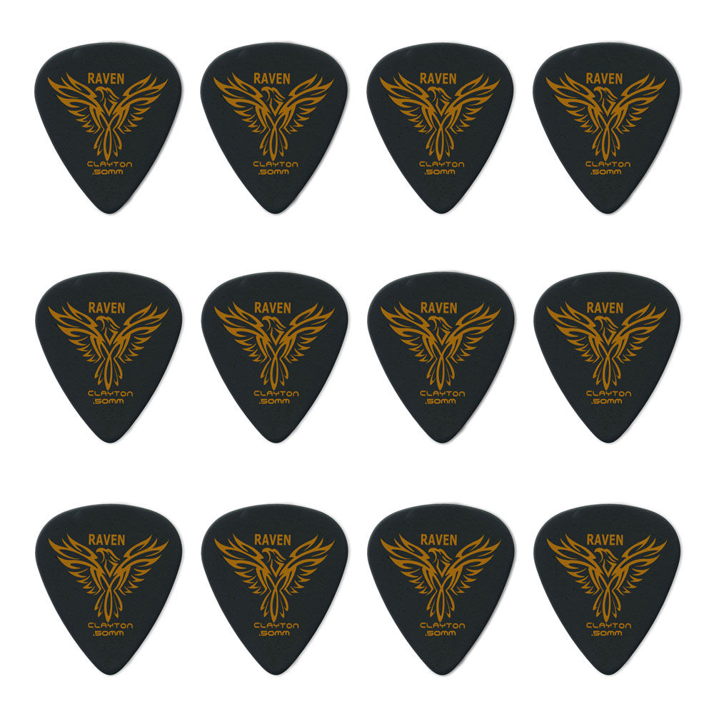 Clayton CLABS50 Black Raven Standard Guitar Picks (0.50mm) - 12pk