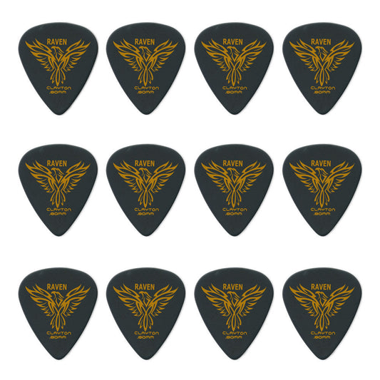 Clayton CLABS80 Black Raven Standard Guitar Picks (0.80mm) - 12pk