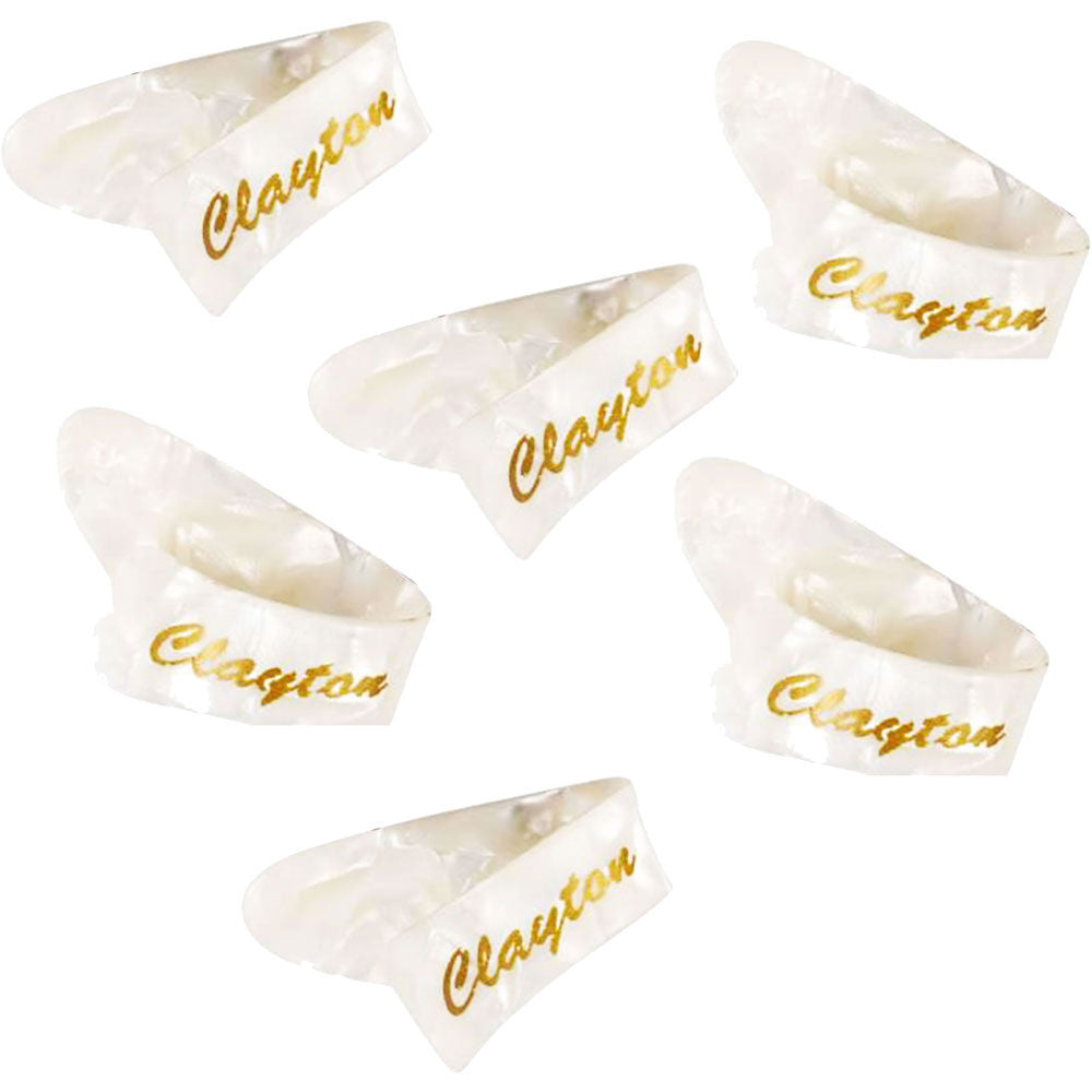 Clayton CLACTBP6 Celluloid Medium Thumb Picks in Pearl Finish - 6pk