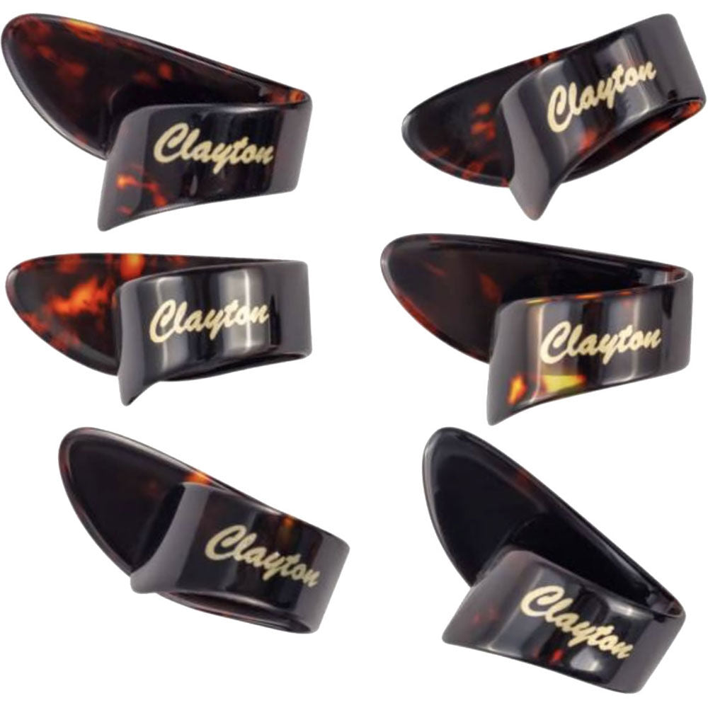Clayton CLACTBT6 Celluloid Medium Thumb Picks in Tortoiseshell Finish - 6pk