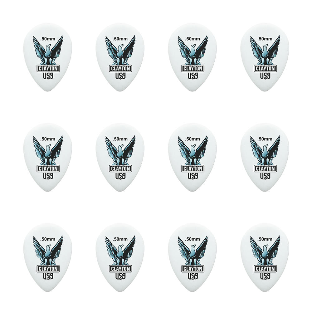 Clayton CLAST50 Acetal Eagle Small Teardrop Guitar Picks (0.50mm) - 12pk