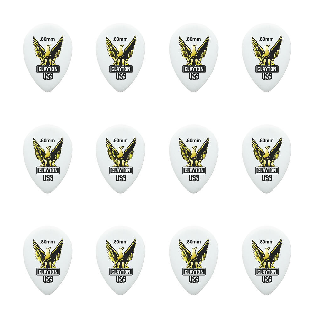 Clayton CLAST80 Acetal Eagle Small Teardrop Guitar Picks (0.80mm) - 12pk
