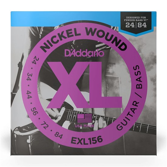 D'Addario XL Nickel Wound EXL156 Bass (For Fender Bass VI) Bass Guitar Strings (24-84)