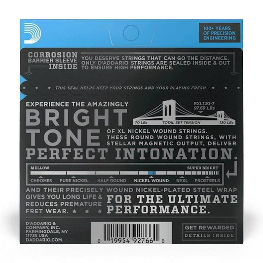 D'Addario EXL120-7 Electric Nickel Wound 7-String Super Light (9-54)