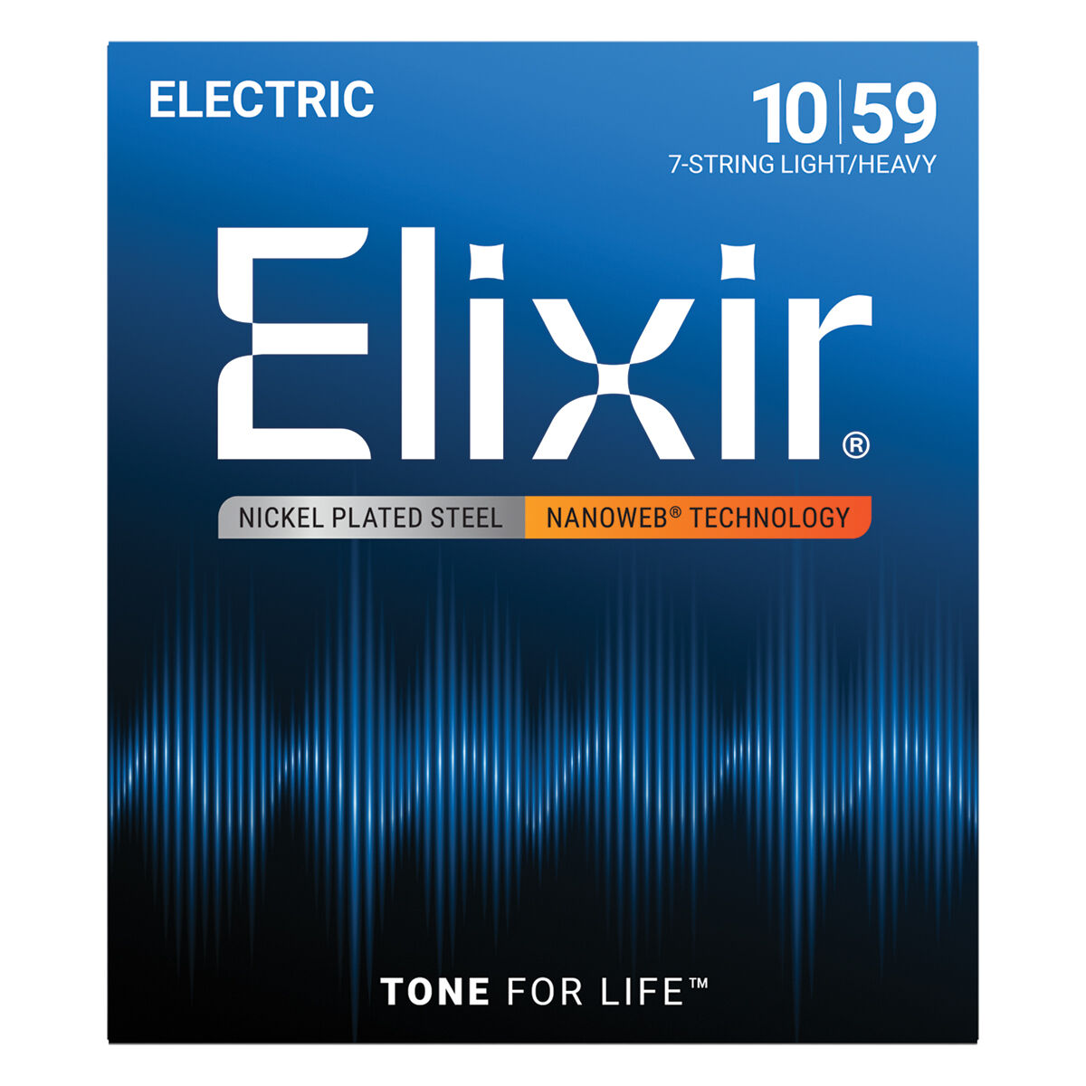 Elixir 12074 Nanoweb 7-String Electric Guitar Strings - Light-Med 10-59