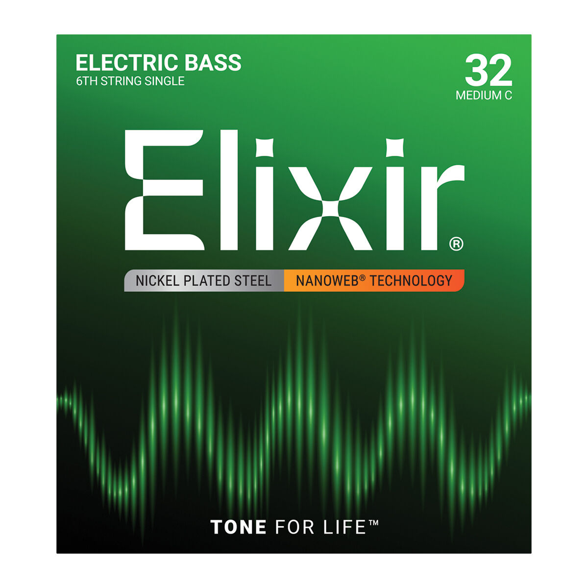 Elixir 15332 Nanoweb Single Bass Guitar String - Medium C .032