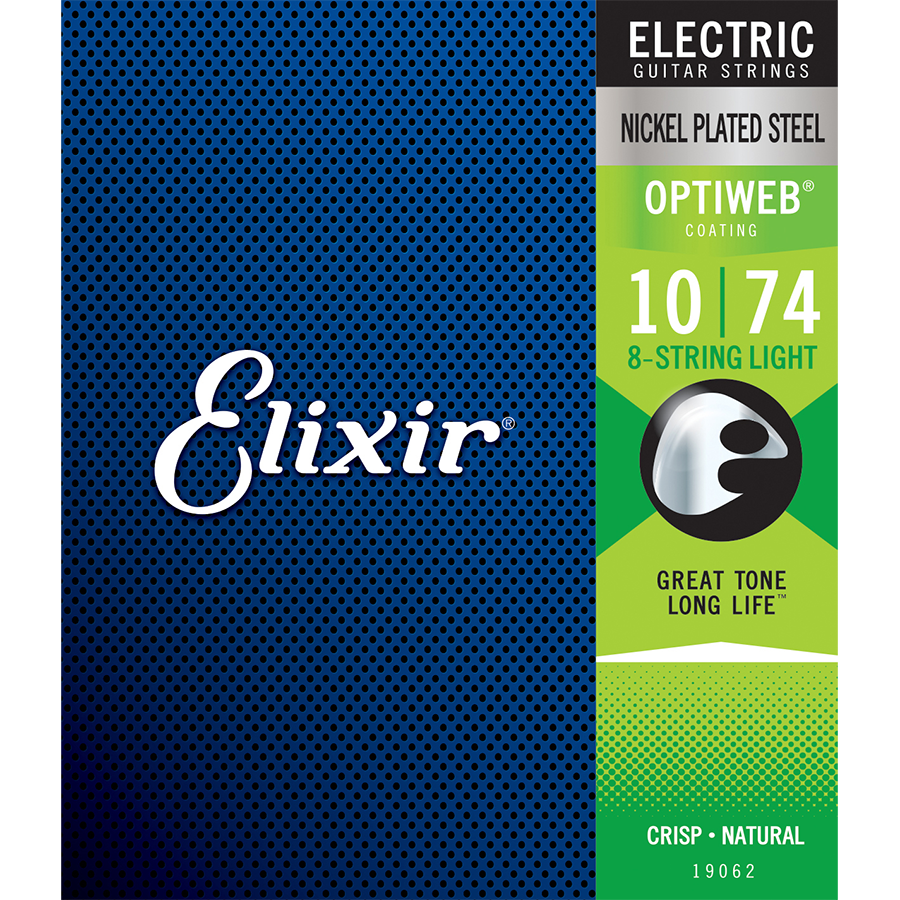 Elixir 19062 Optiweb 8-String Electric Guitar Strings - Light 10-74