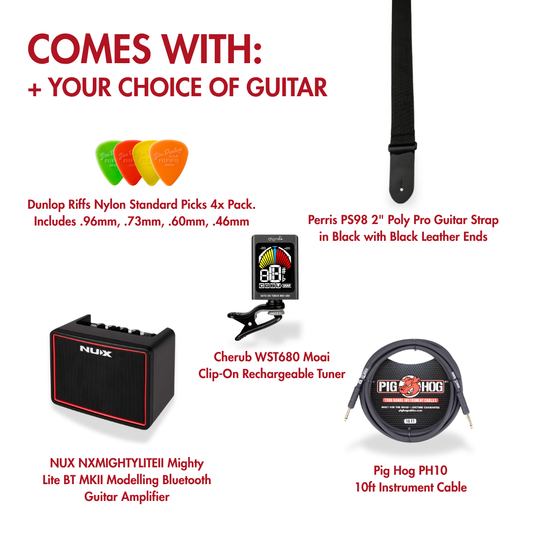 Southside Pack: Full-Sized Right-Handed Stratocaster-Style Electric Guitar Pack