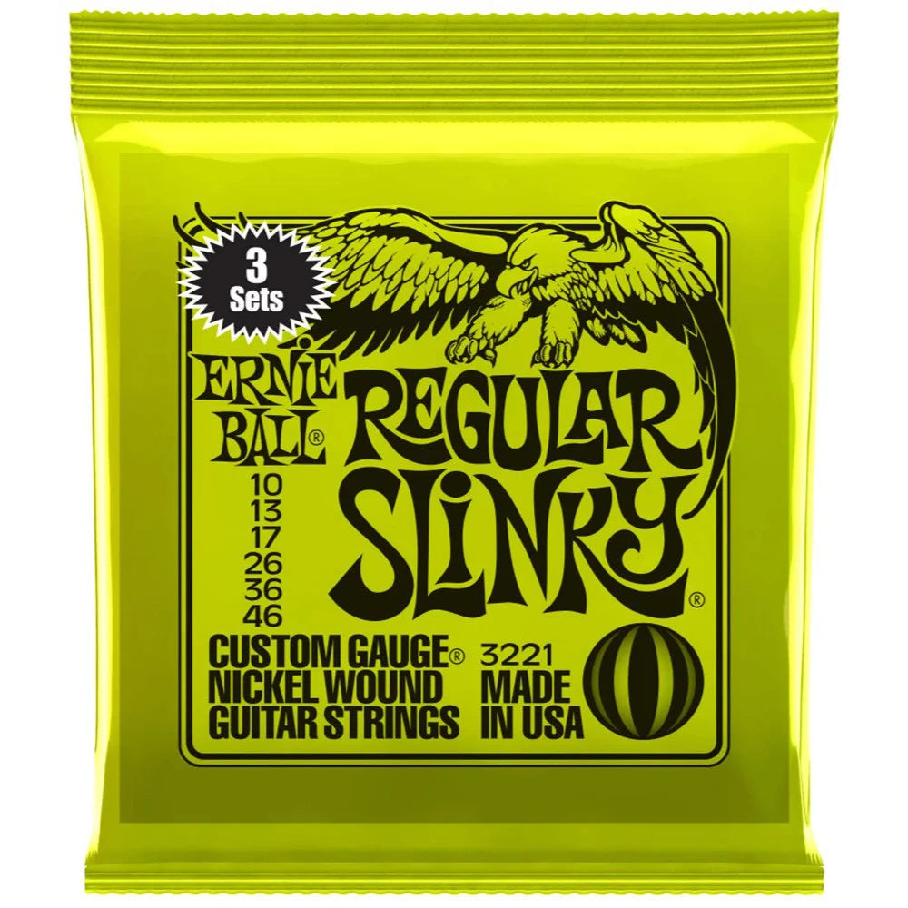 Ernie Ball Nickel Wound Electric Guitar Strings P03221 Regular Slinky (10-46) (3 Pack)