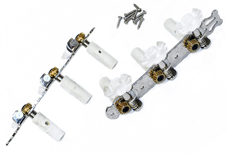 GT GTD8NI Classical Guitar Tuning Machines on Decorative Plate in Nickel Finish (3+3)