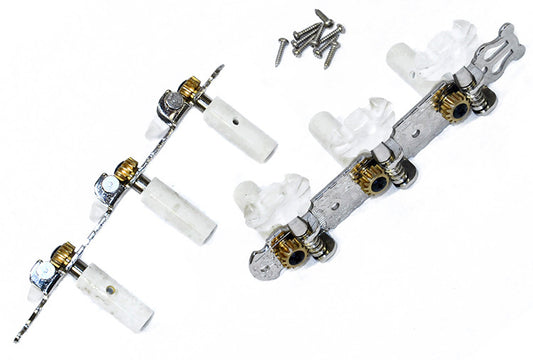 GT GTD8NI Classical Guitar Tuning Machines on Decorative Plate in Nickel Finish (3+3)