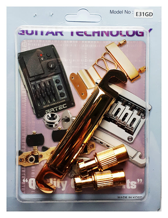 GT GTE31GD Vintage LP-Style Solidbody Electric Guitar Stop Tailpiece in Gold Finish